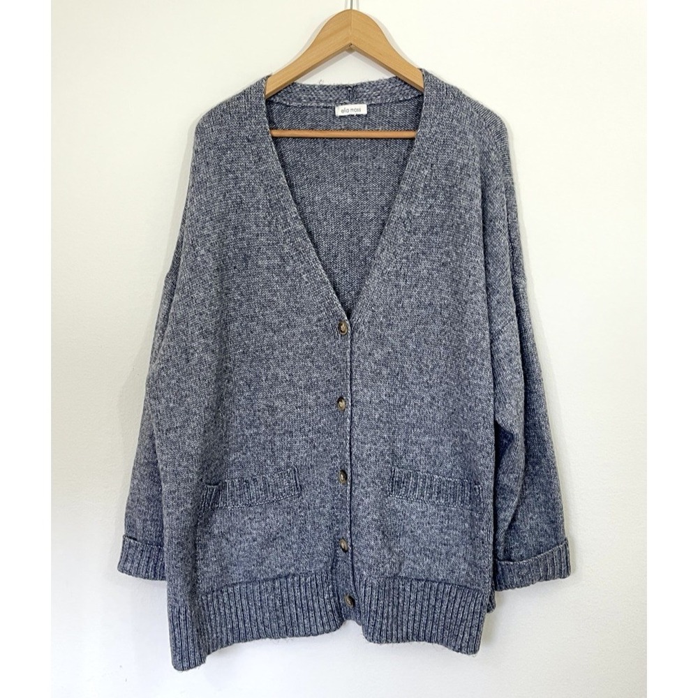 Ella Moss Womens Button Up Cardigan Sweater Size XL Gray Cozy Lounge Relaxed